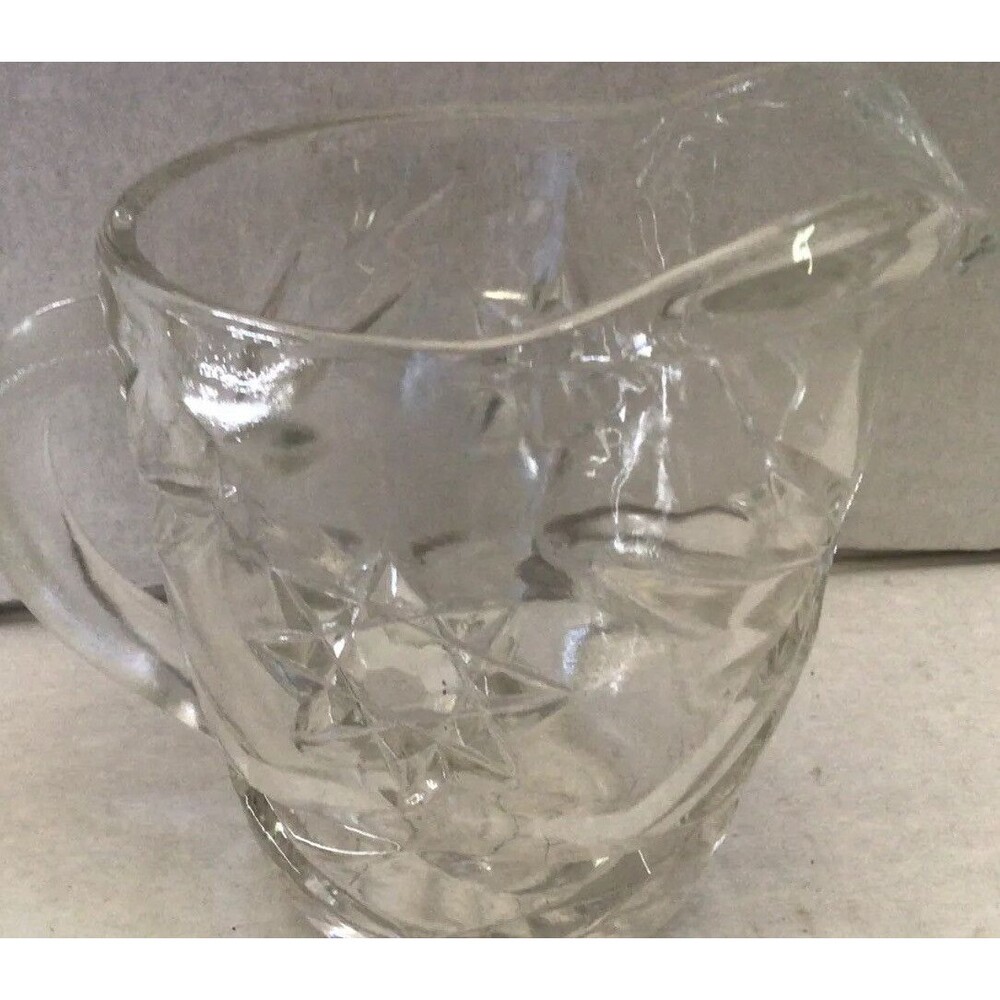 Clear Creamer pitcher- Pressed Glass Star And Daisy Design Vintage